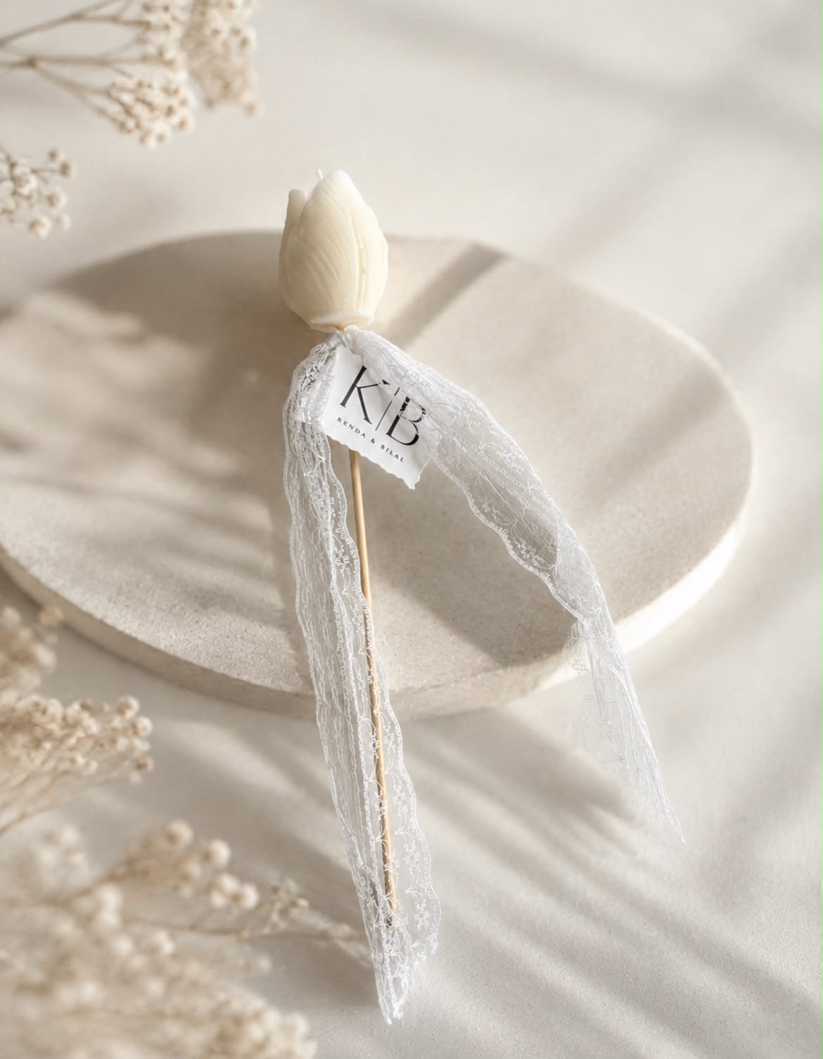 Cadeau invité mariage Bougie Tulipe Bride personnalisée