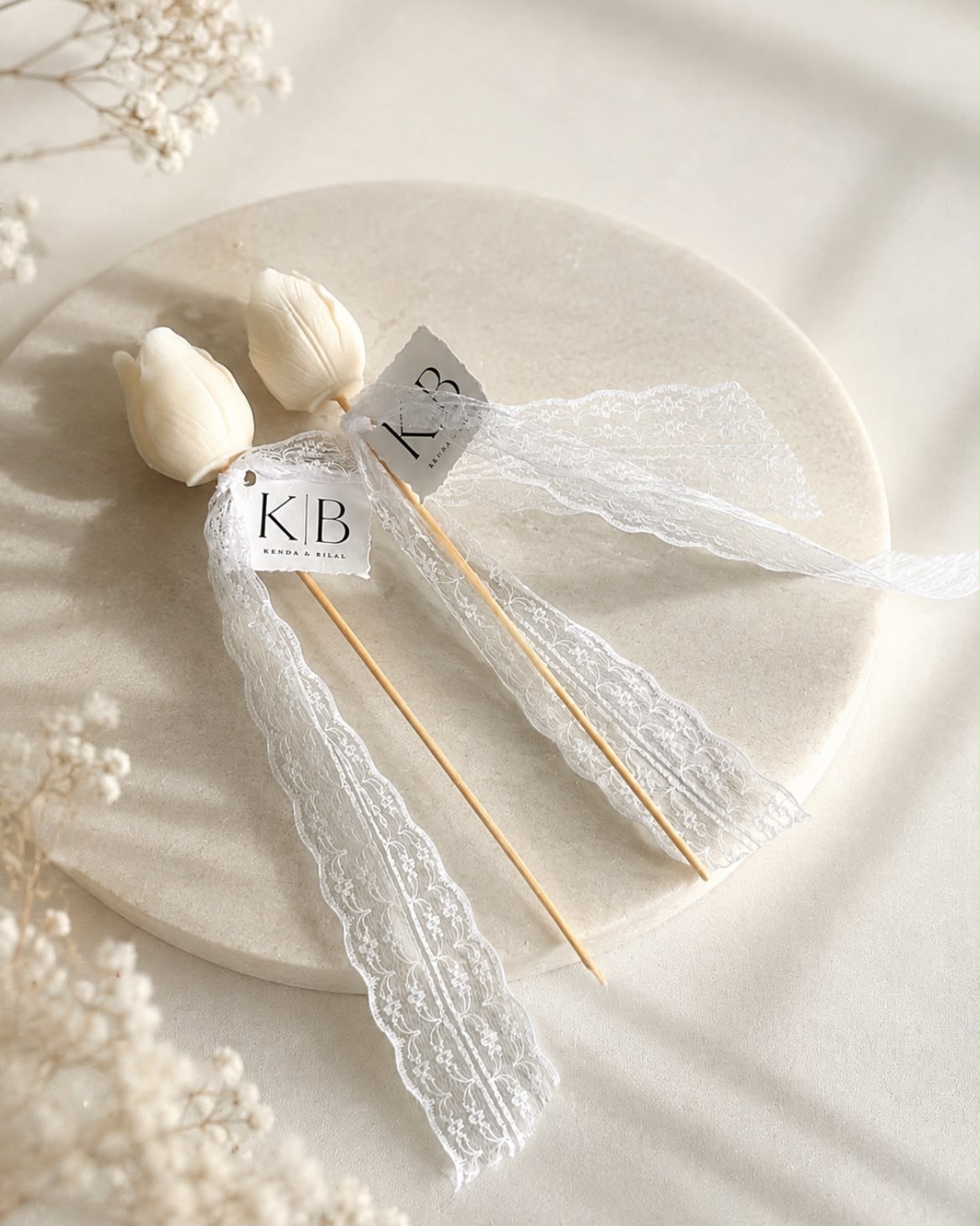 Bougie Tulipe Bride avec personnalisation pour invités de mariage