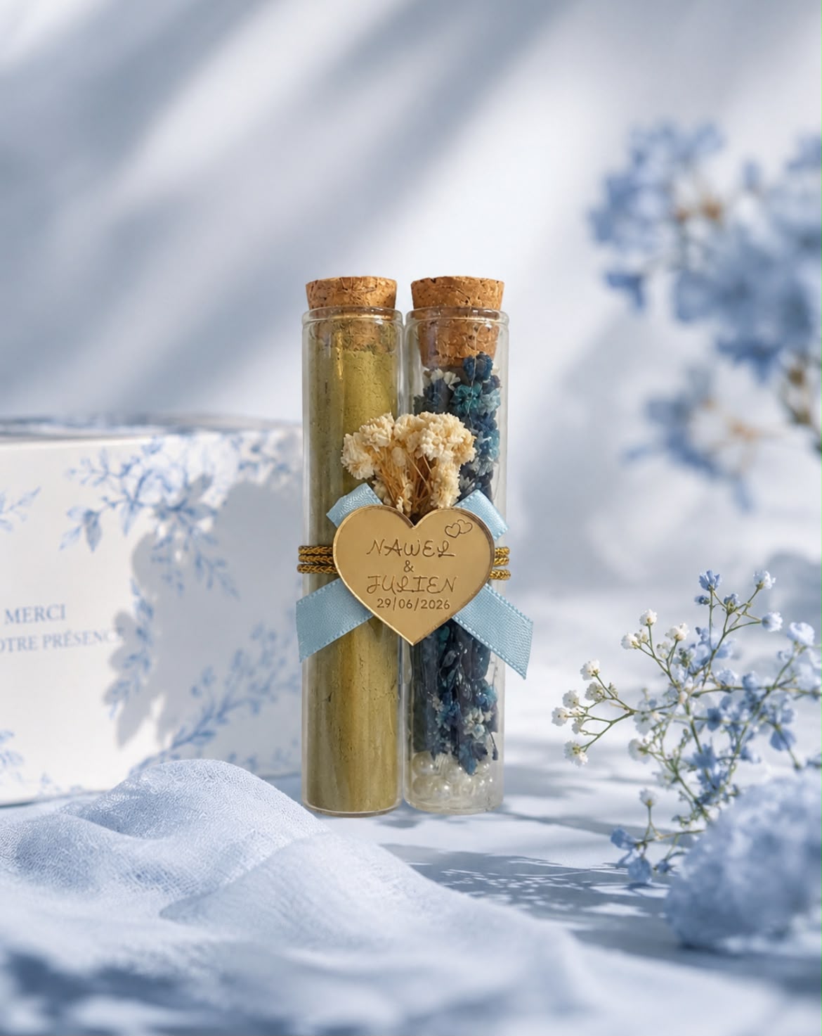 Duo Henné Bleuet personnalisé – cadeau invité mariage et cérémonie du henné