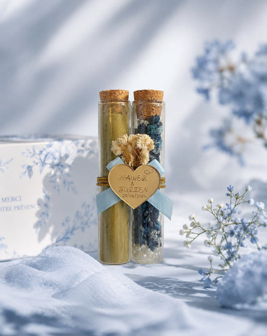 Duo Henné Bleuet personnalisé – cadeau invité mariage et cérémonie du henné